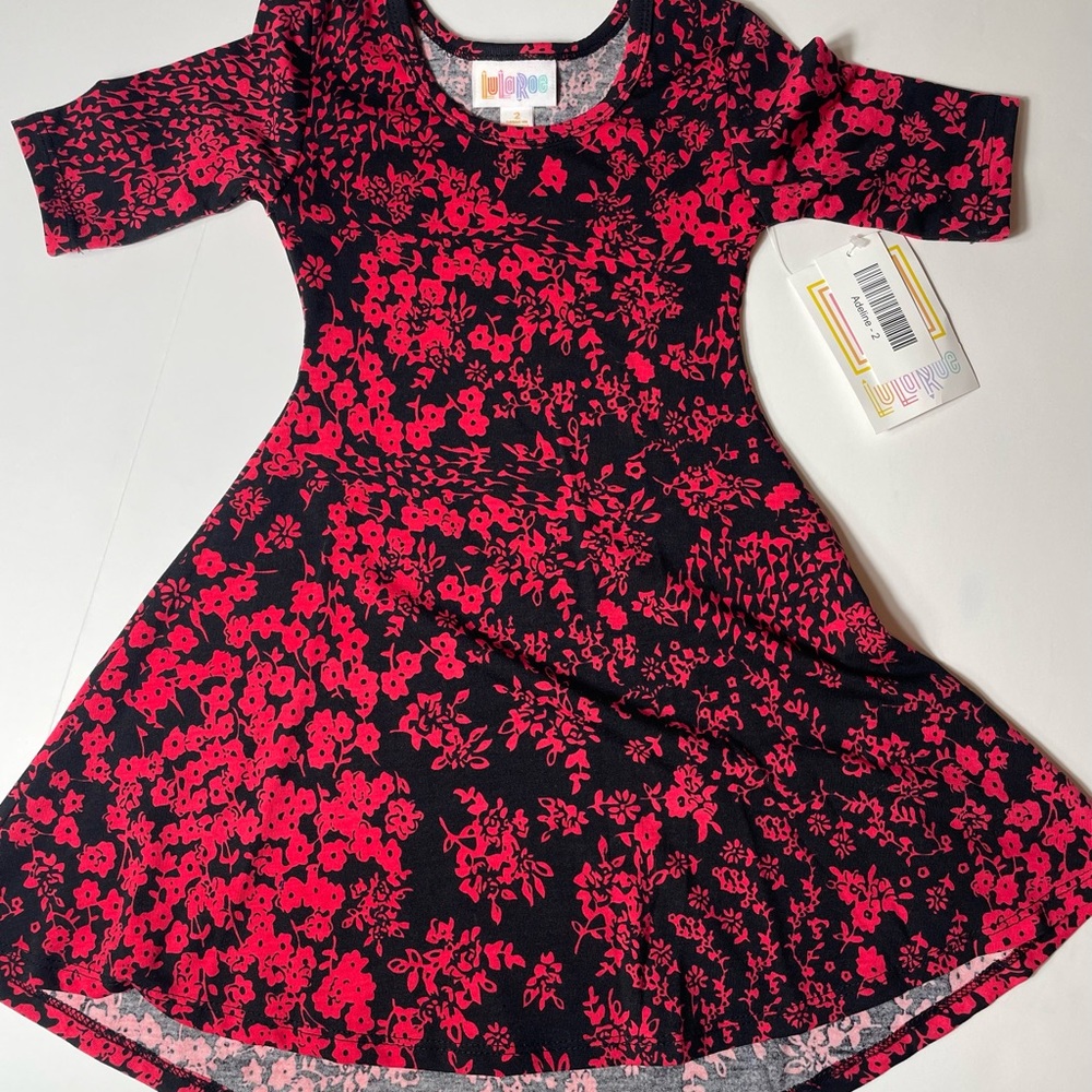 Floral Kids Adeline Dress in Black and Red